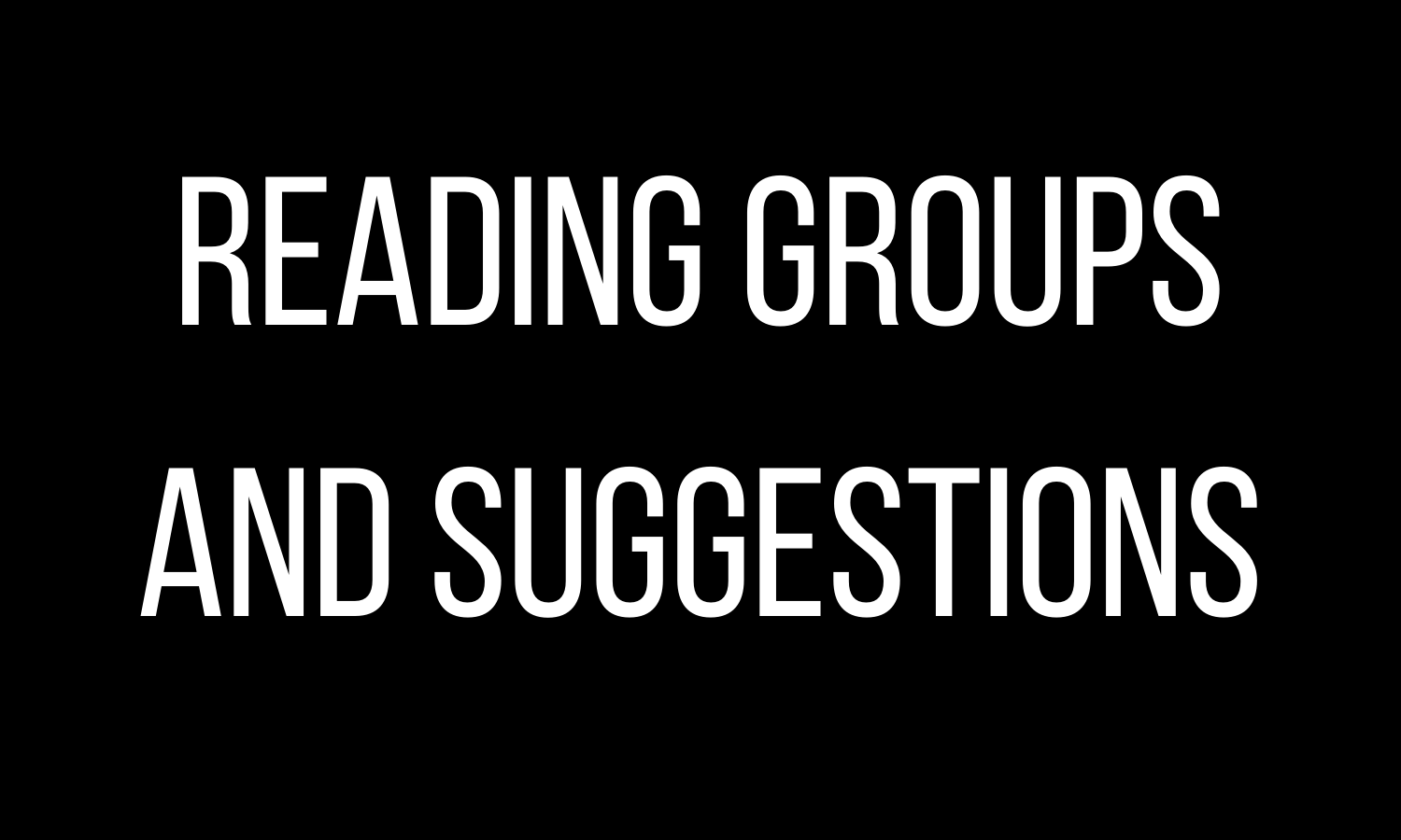 Reading Groups & Suggestions