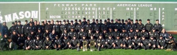 METRO at Fenway Park with the Red Sox World Series trophies. Officer Kutcher (front row, 3rd from the right)